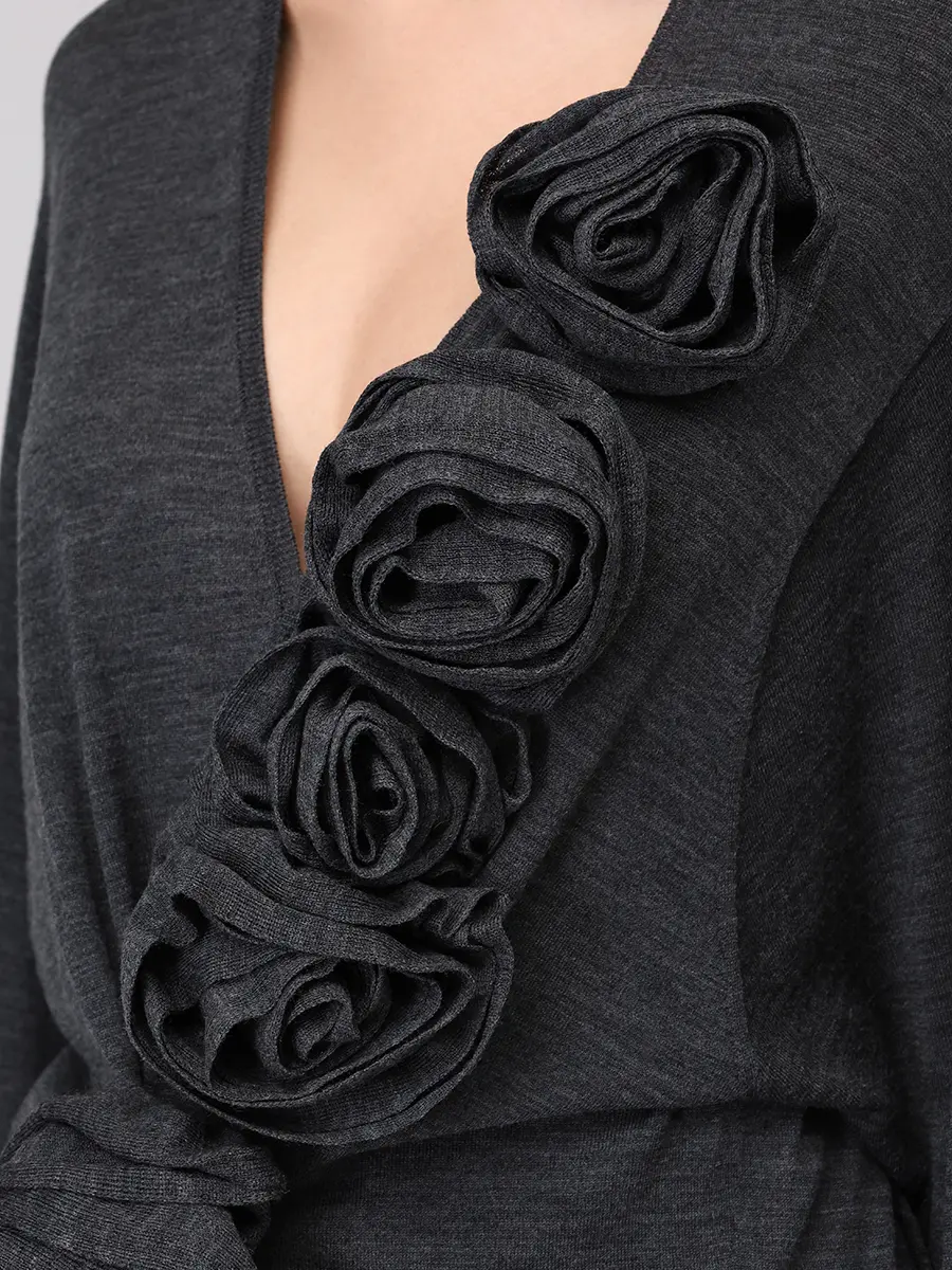 Пуловер шерстяной ALBERTA FERRETTI A093566030509 Серый  Фото 5