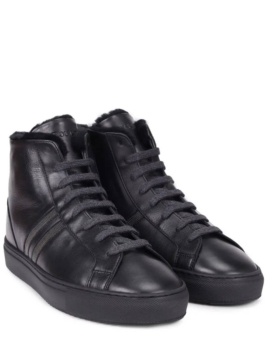 Кеды кожаные на меху DOUCAL`S DD8823ERICPM794NN02 Черный  Фото 2