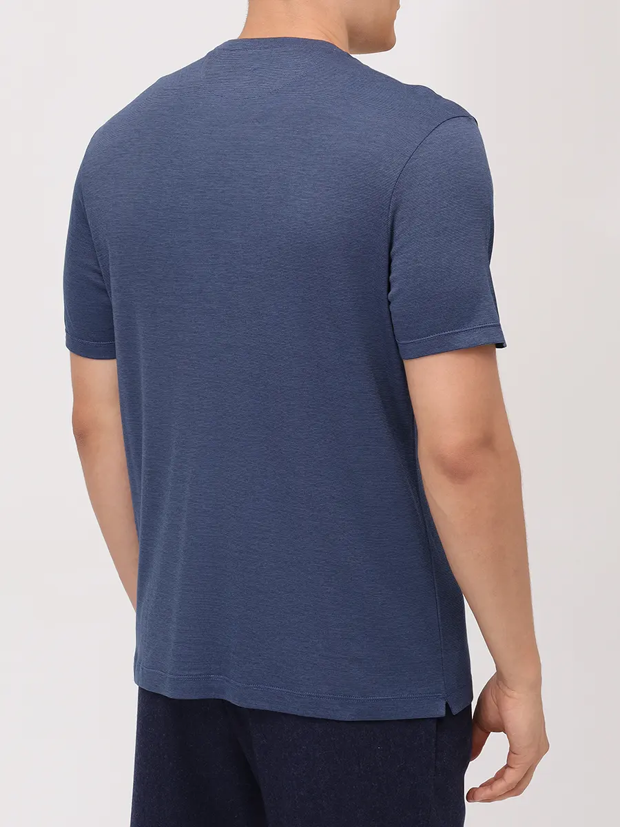 Футболка из хлопка и лиоцелла PAUL & SHARK 15311602/635 Голубой  Фото 3