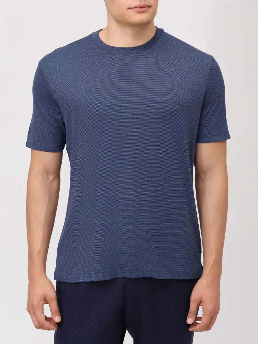 Футболка из хлопка и лиоцелла PAUL & SHARK 15311602/635 Голубой  Фото 4