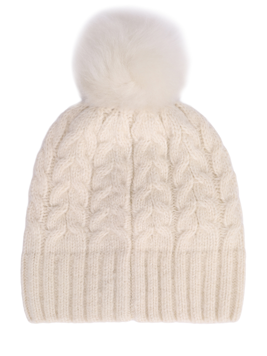 

Шапка из шерсти и хлопка, Кремовый, 25WMPAHAHA34/0775
