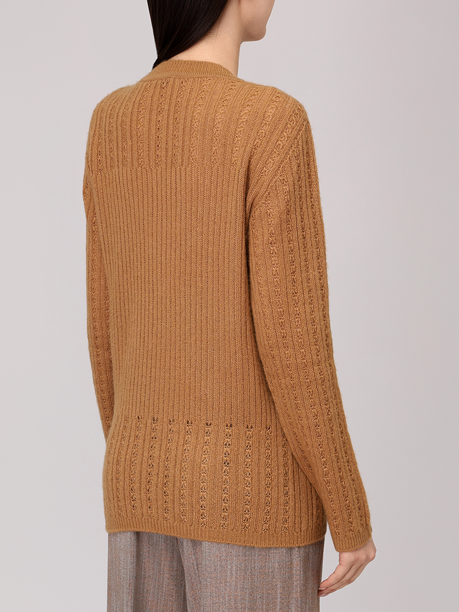 Пуловер из кашемира и шелка KITON D6071633456000 Бежевый  Фото 3