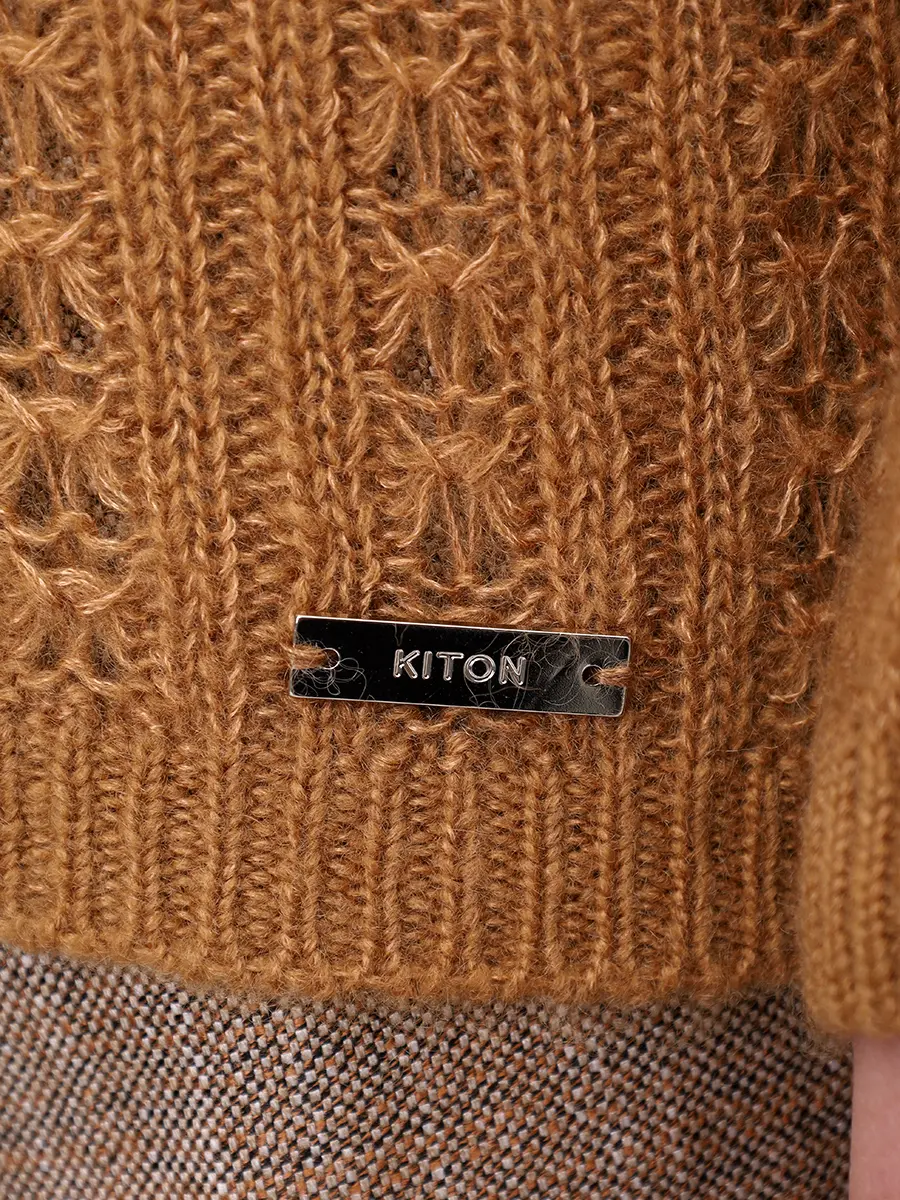 Пуловер из кашемира и шелка KITON D6071633456000 Бежевый  Фото 5