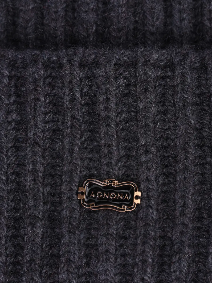 Шапка из кашемира и шерсти альпака AGNONA MK10040U-1Q030NU-K74 Серый  Фото 3