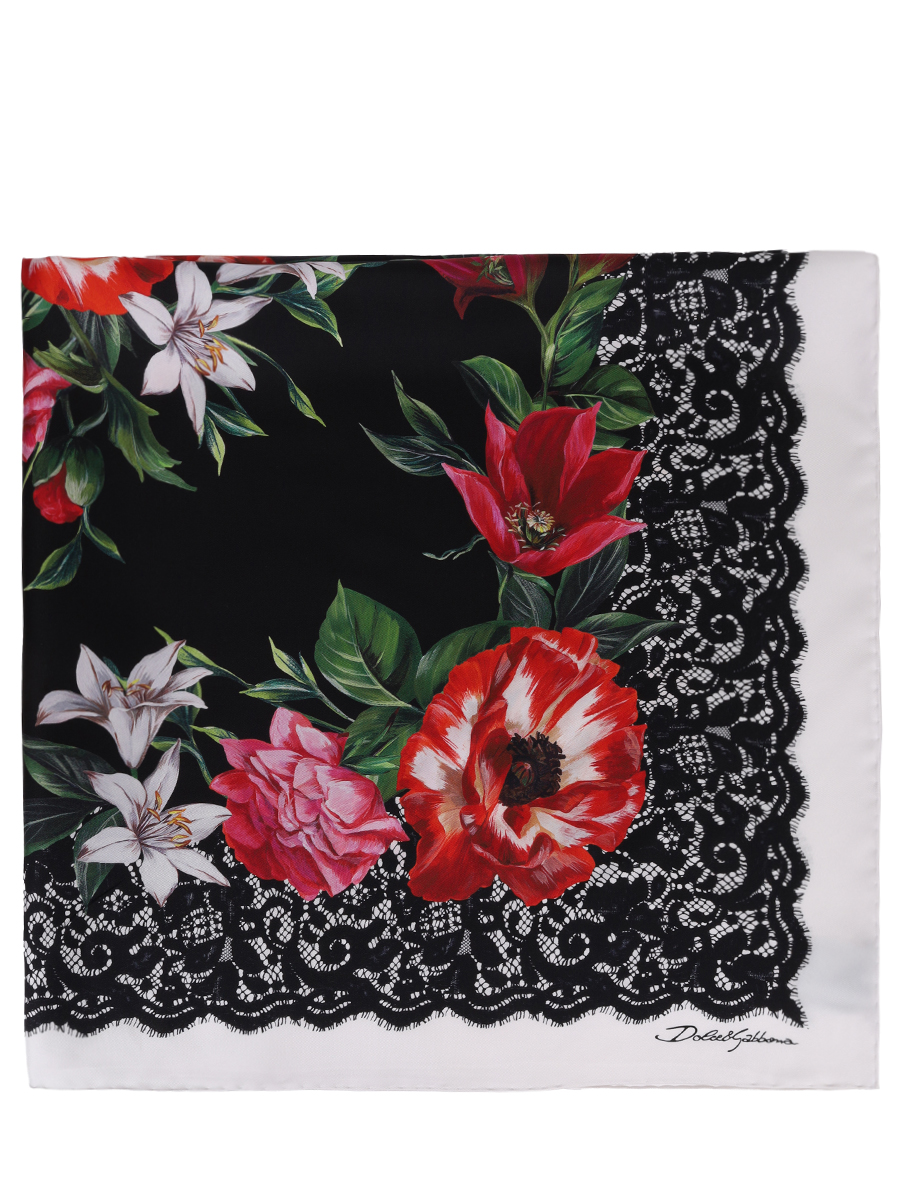 

Платок шелковый, Цветочный принт, FN090R GDC7A HN5QV