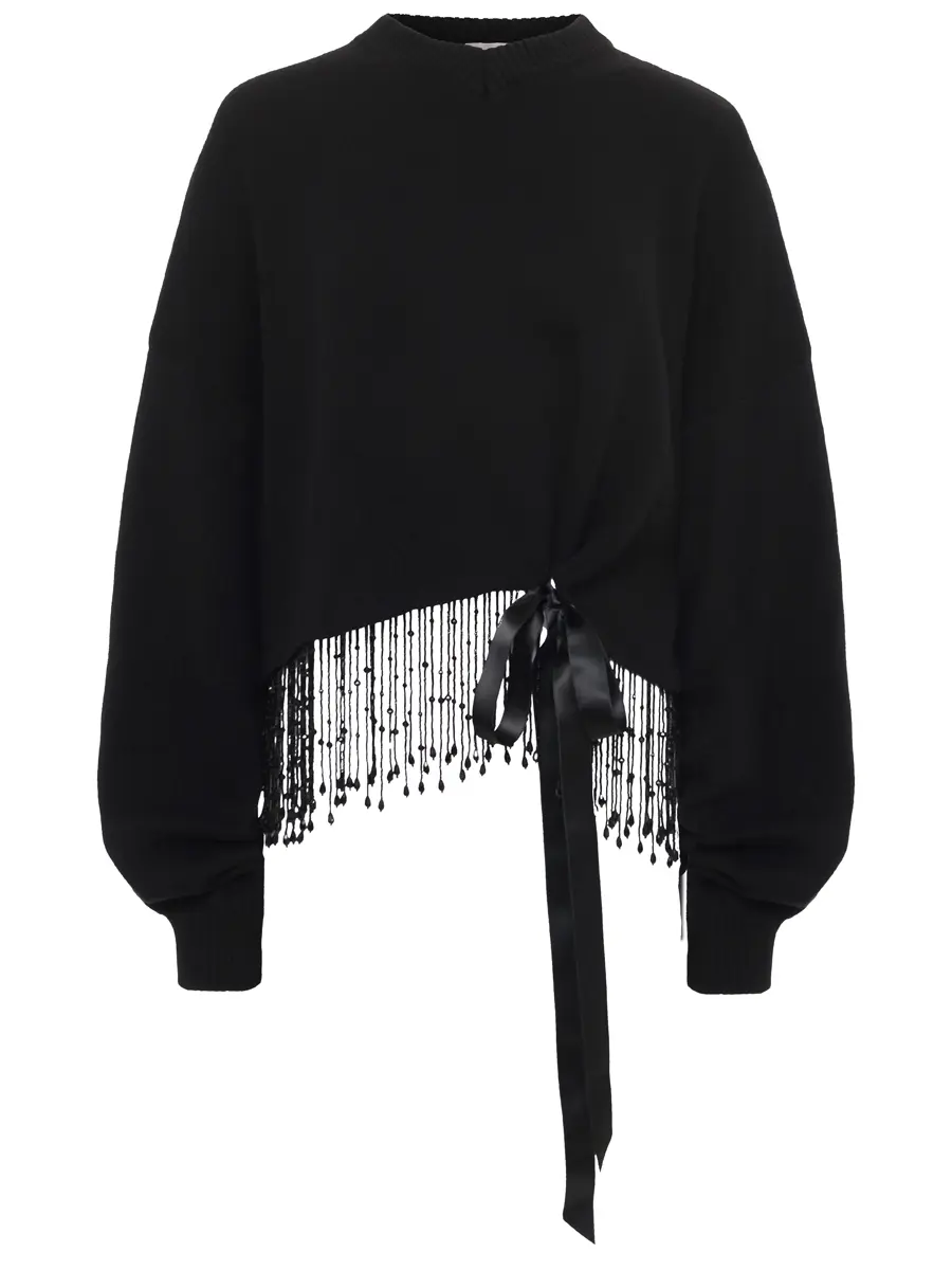 Джемпер из шерсти и шелка ALBERTA FERRETTI A090166010555 Черный 