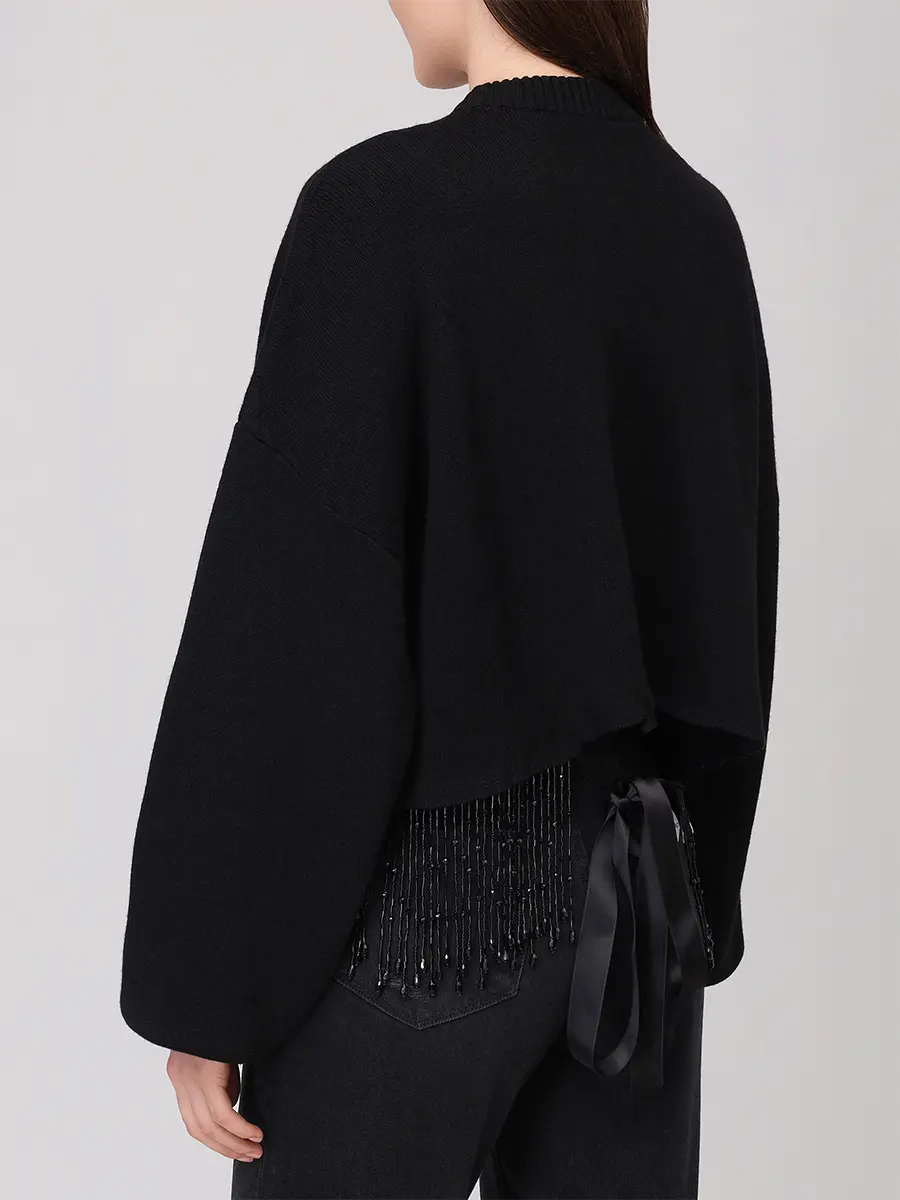 Джемпер из шерсти и шелка ALBERTA FERRETTI A090166010555 Черный  Фото 3