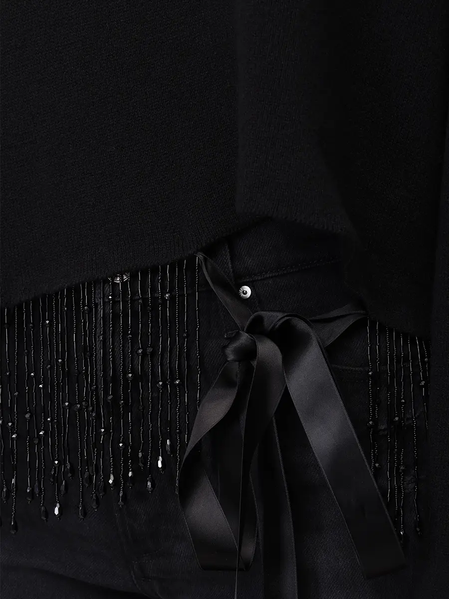 Джемпер из шерсти и шелка ALBERTA FERRETTI A090166010555 Черный  Фото 5