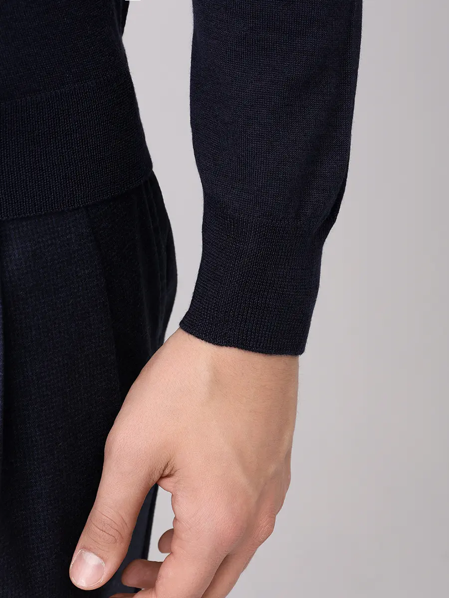 Водолазка из шерсти и шелка BARBA NAPOLI BU 7000/25247/1319057531/0598 Темно- Синий  Фото 5