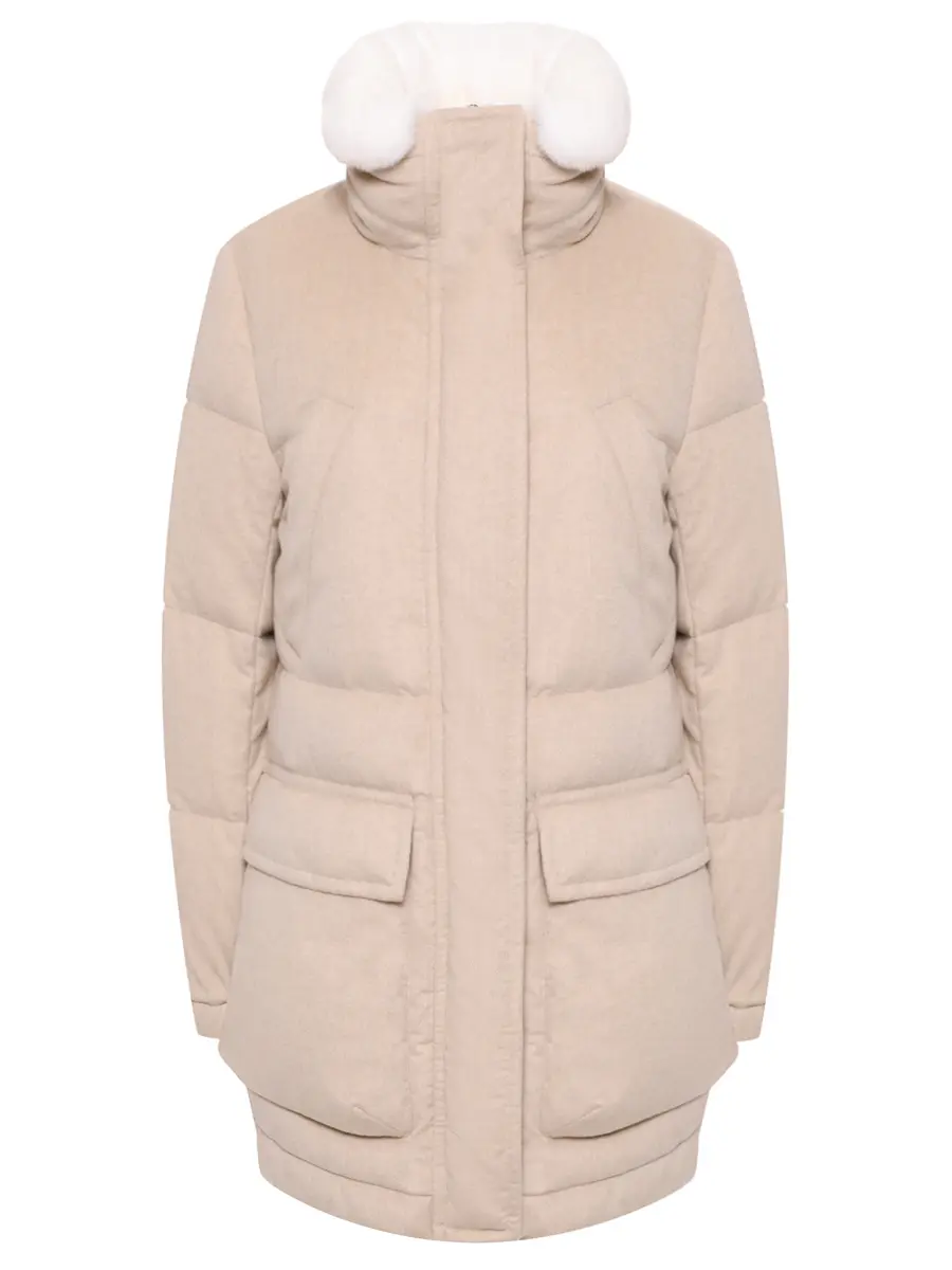 

Пуховик кашемировый, Бежевый, D58609K0576E02009