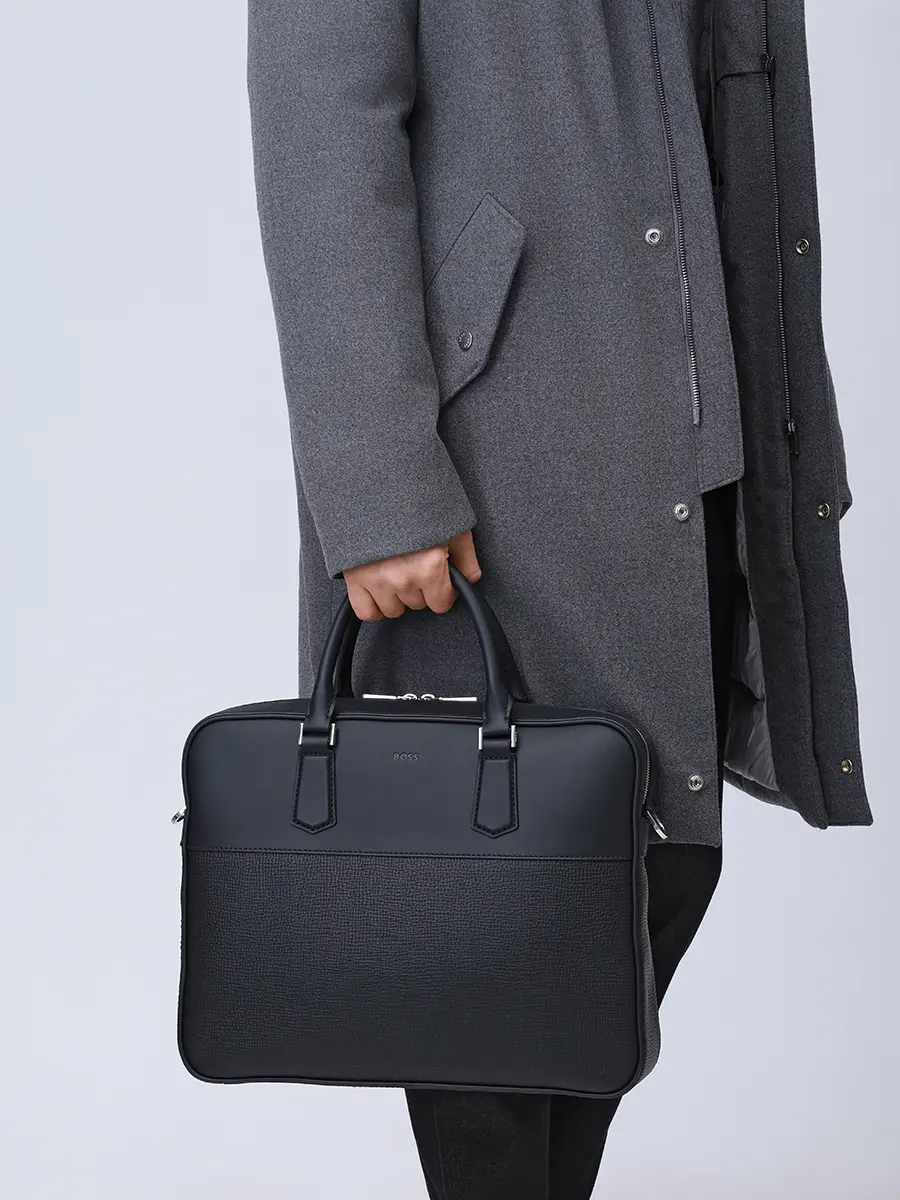 Сумка кожаная BOSS 50552467/001 Черный  Фото 2