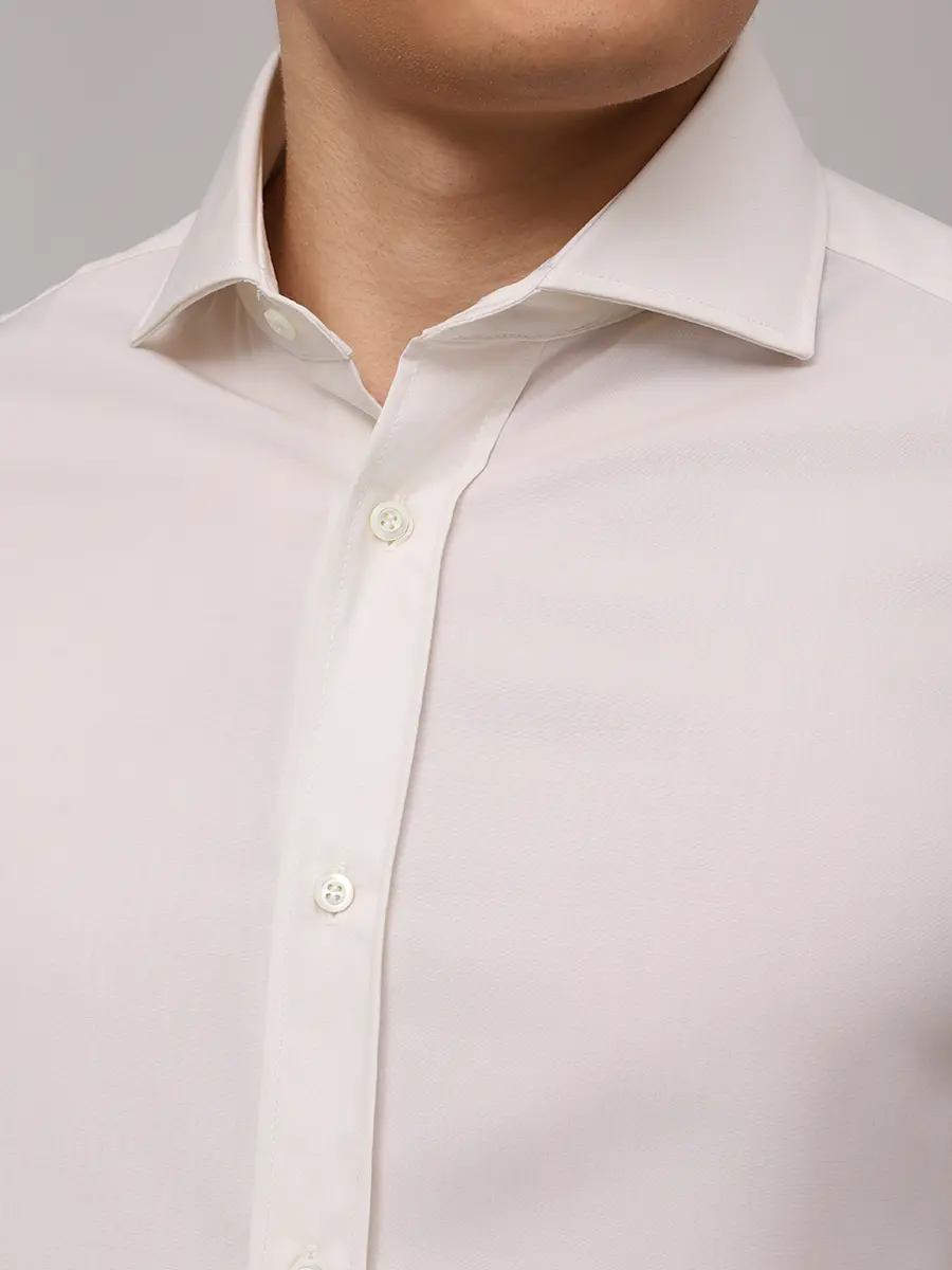 Рубашка Slim Fit шерстяная BRUNELLO CUCINELLI MM6961718 C001 Кремовый  Фото 5