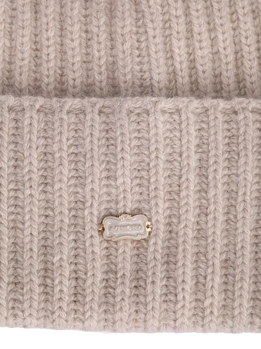 Шапка из кашемира и шерсти альпака AGNONA MK10040U-1Q030NU-N06 Светло- Бежевый  Фото 3