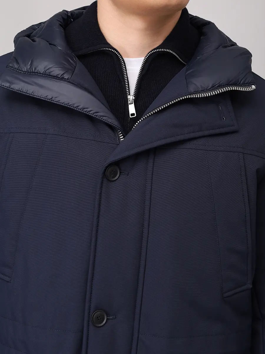 Пуховик однотонный BOSS 50540472/404 Синий  Фото 5