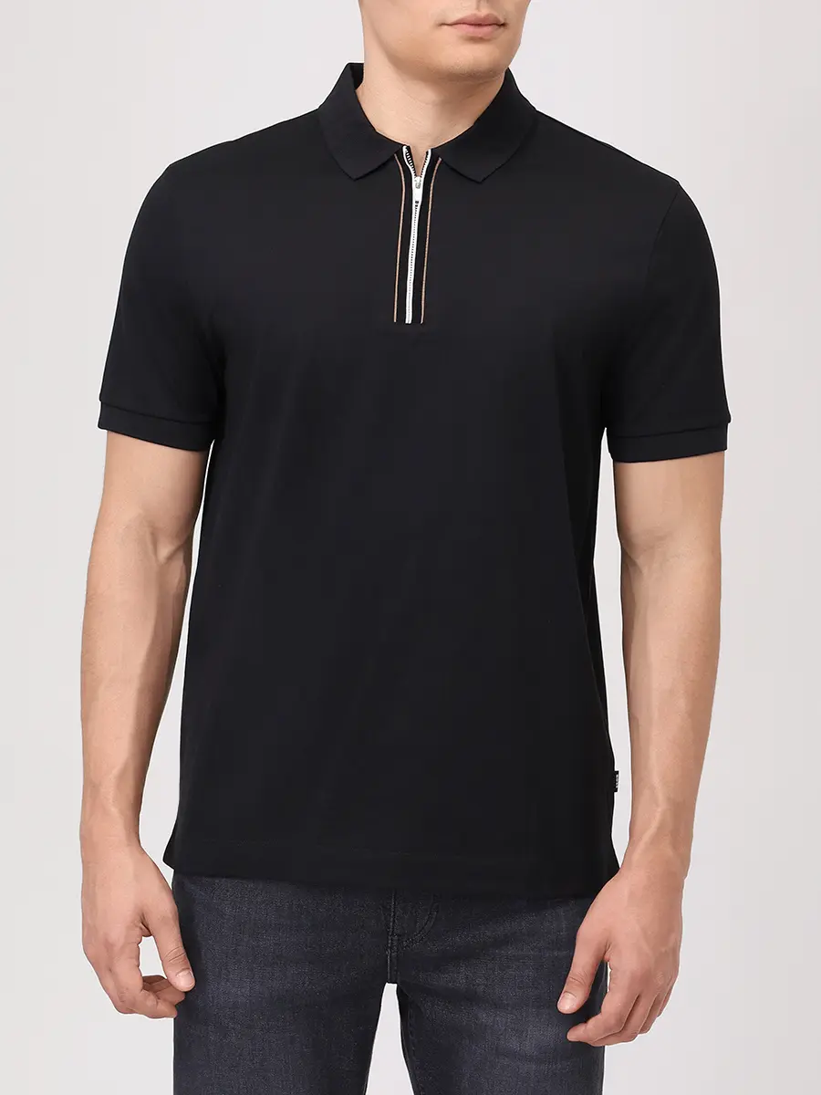 Поло хлопковое BOSS 50543880/001 Черный  Фото 4