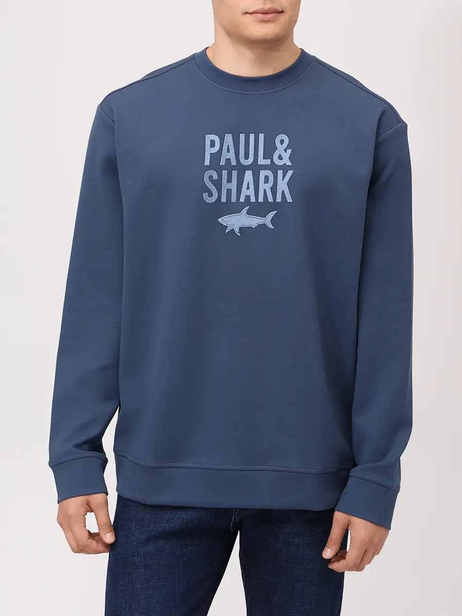 Толстовка хлопковая PAUL & SHARK 15311839/635 Голубой  Фото 4