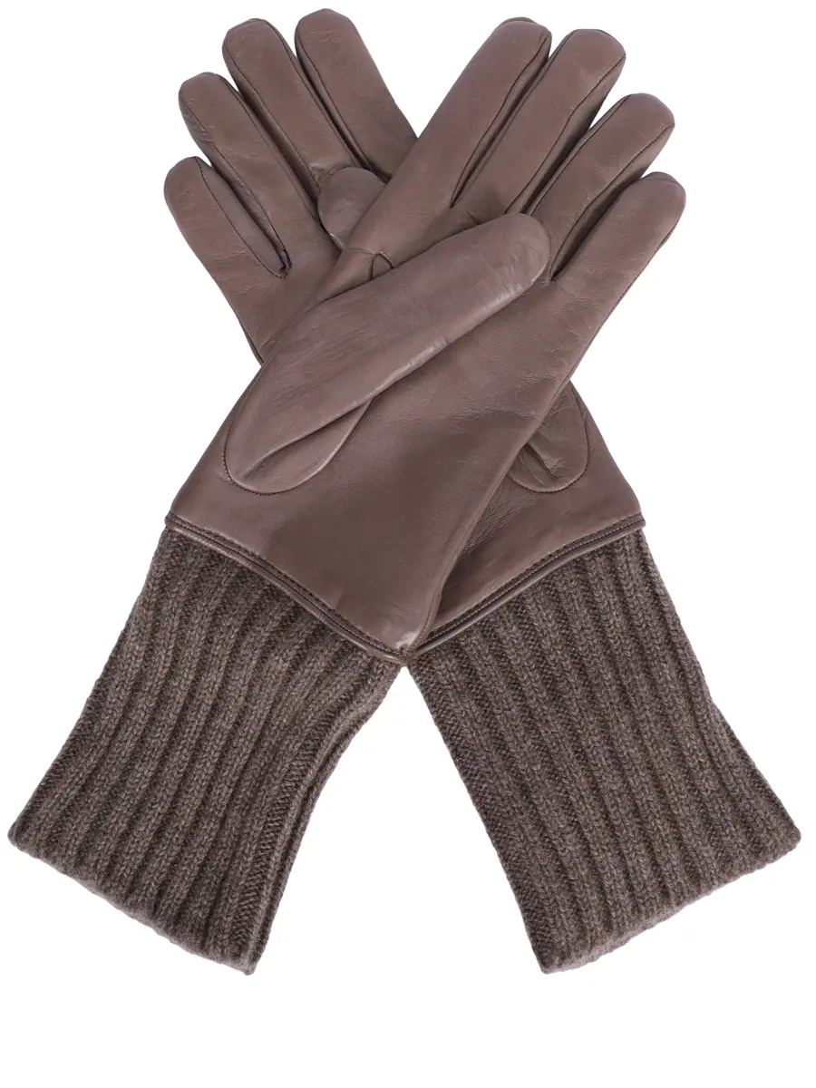 Перчатки комбинированные AGNONA MY10030U-1K120NU-N69 Коричневый  Фото 2
