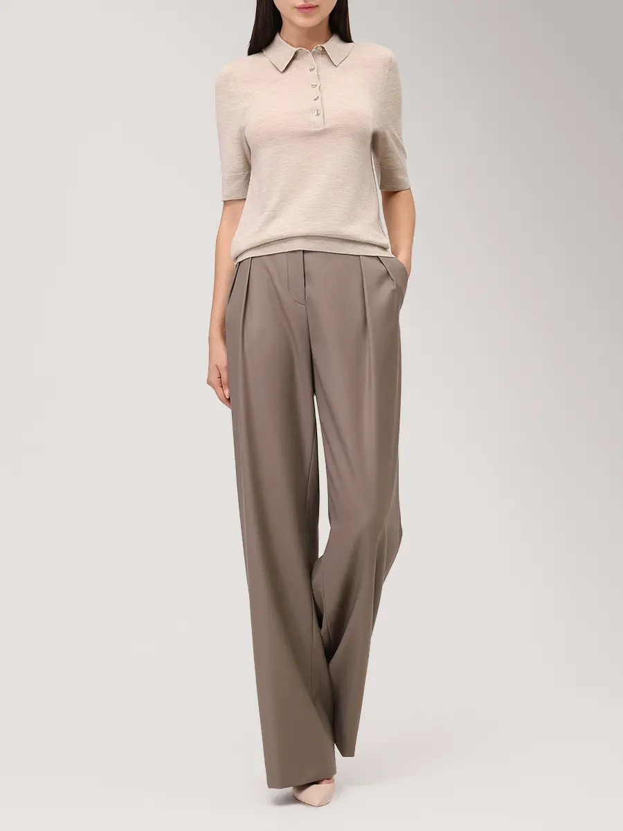 Поло шерстяное BOSS 50545015/276 Кремовый  Фото 2