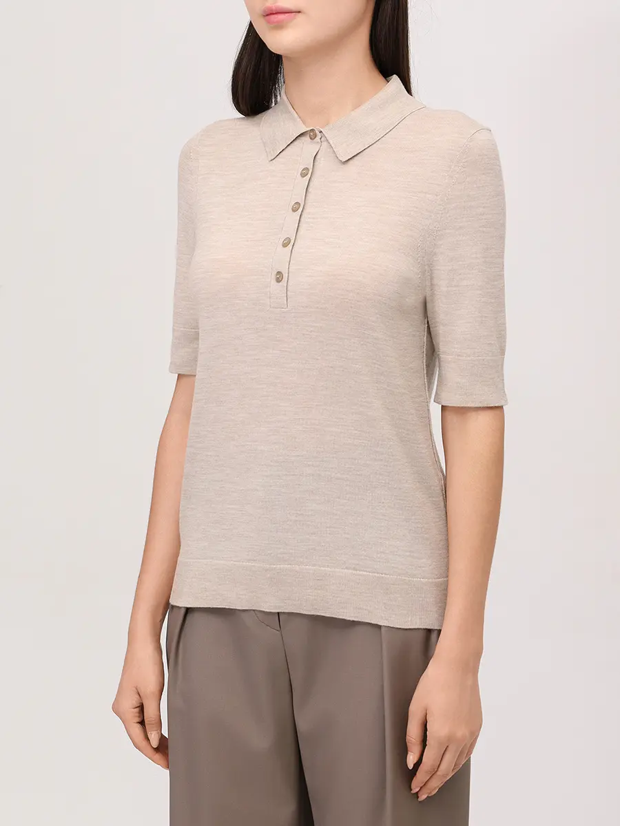 Поло шерстяное BOSS 50545015/276 Кремовый  Фото 4