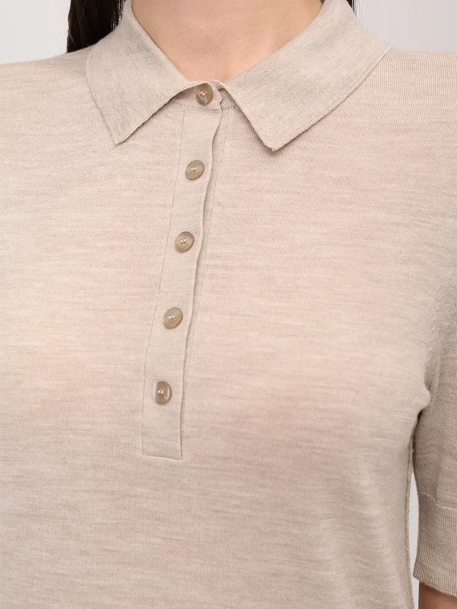 Поло шерстяное BOSS 50545015/276 Кремовый  Фото 5