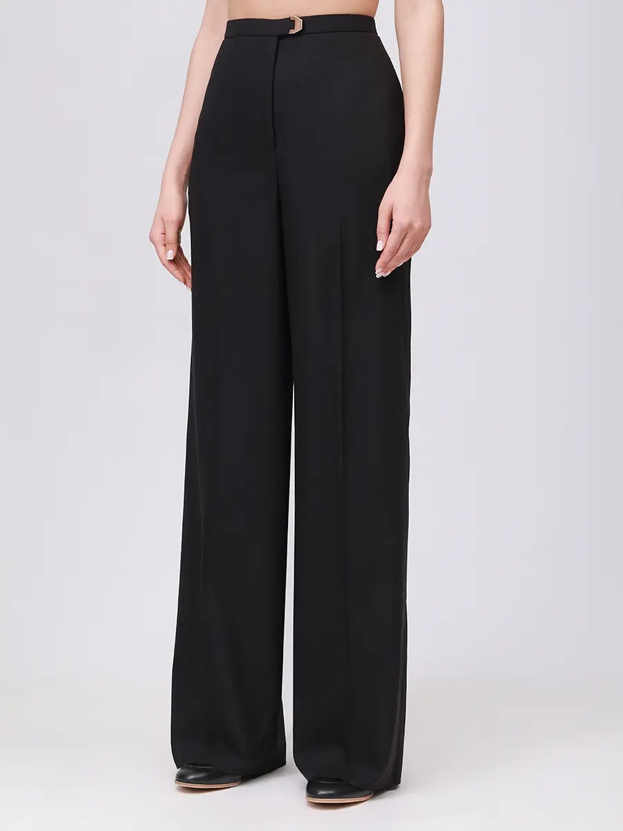 Брюки шерстяные AGNONA T70602U-UW035U-K09 Черный  Фото 4