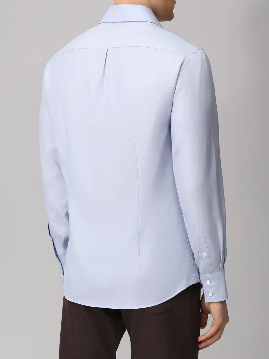 Рубашка Slim Fit из шерсти BRUNELLO CUCINELLI MY6431718 C008 Голубой  Фото 3