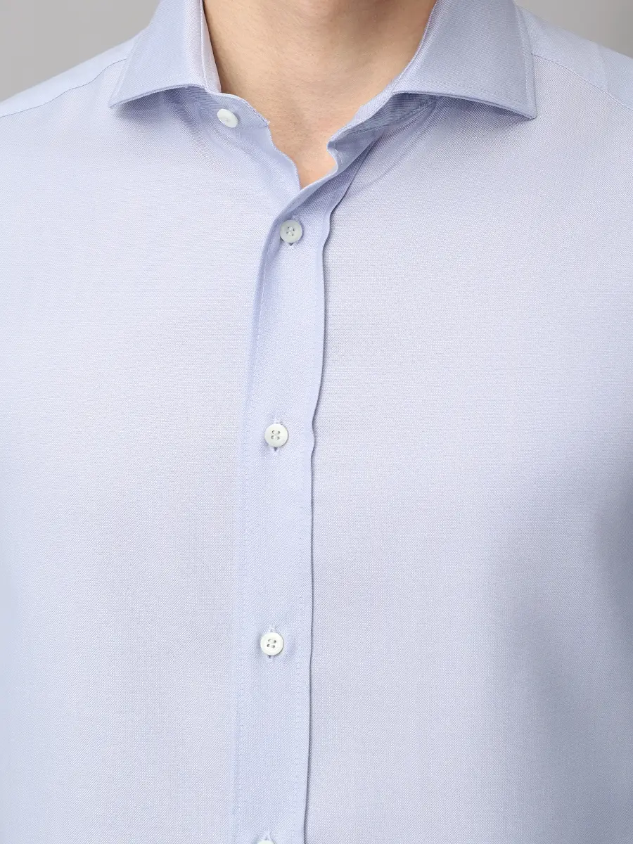 Рубашка Slim Fit из шерсти BRUNELLO CUCINELLI MY6431718 C008 Голубой  Фото 5