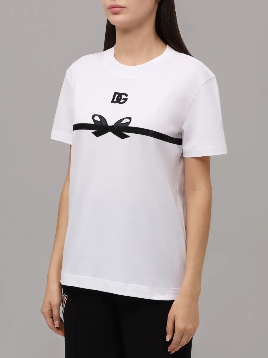 Футболка хлопковая DOLCE & GABBANA F8V42Z GDC6B W0800 Белый  Фото 4