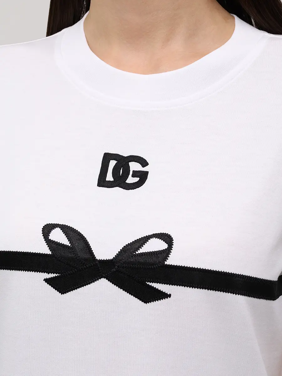 Футболка хлопковая DOLCE & GABBANA F8V42Z GDC6B W0800 Белый  Фото 5