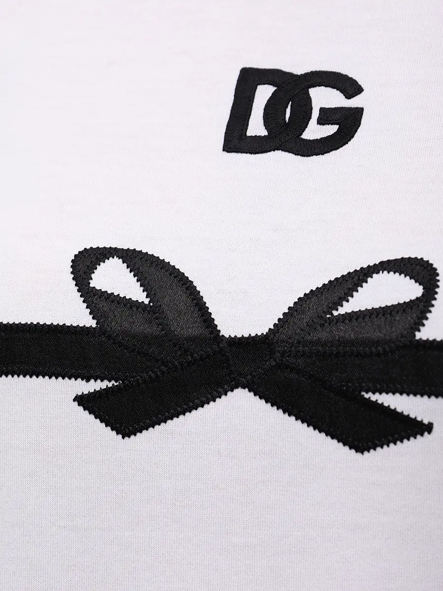 Футболка хлопковая DOLCE & GABBANA F8V42Z GDC6B W0800 Белый  Фото 6