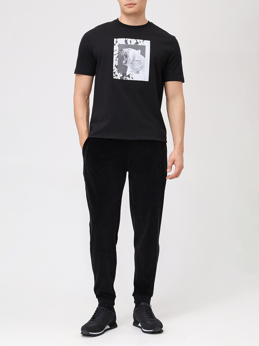 Брюки хлопковые BOSS 50550635/001 Черный  Фото 2