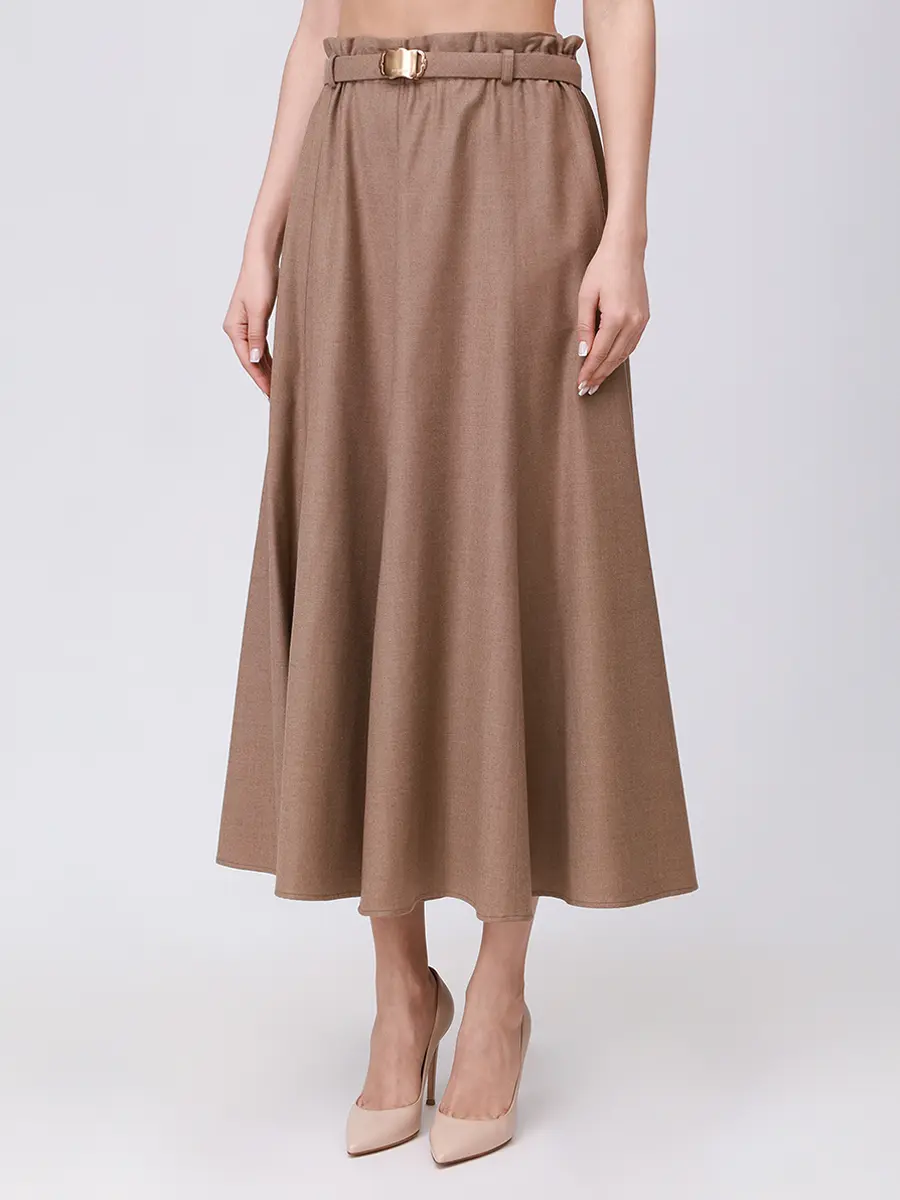 Юбка шерстяная AGNONA TG1008U-U1142U-M23 Бежевый  Фото 4