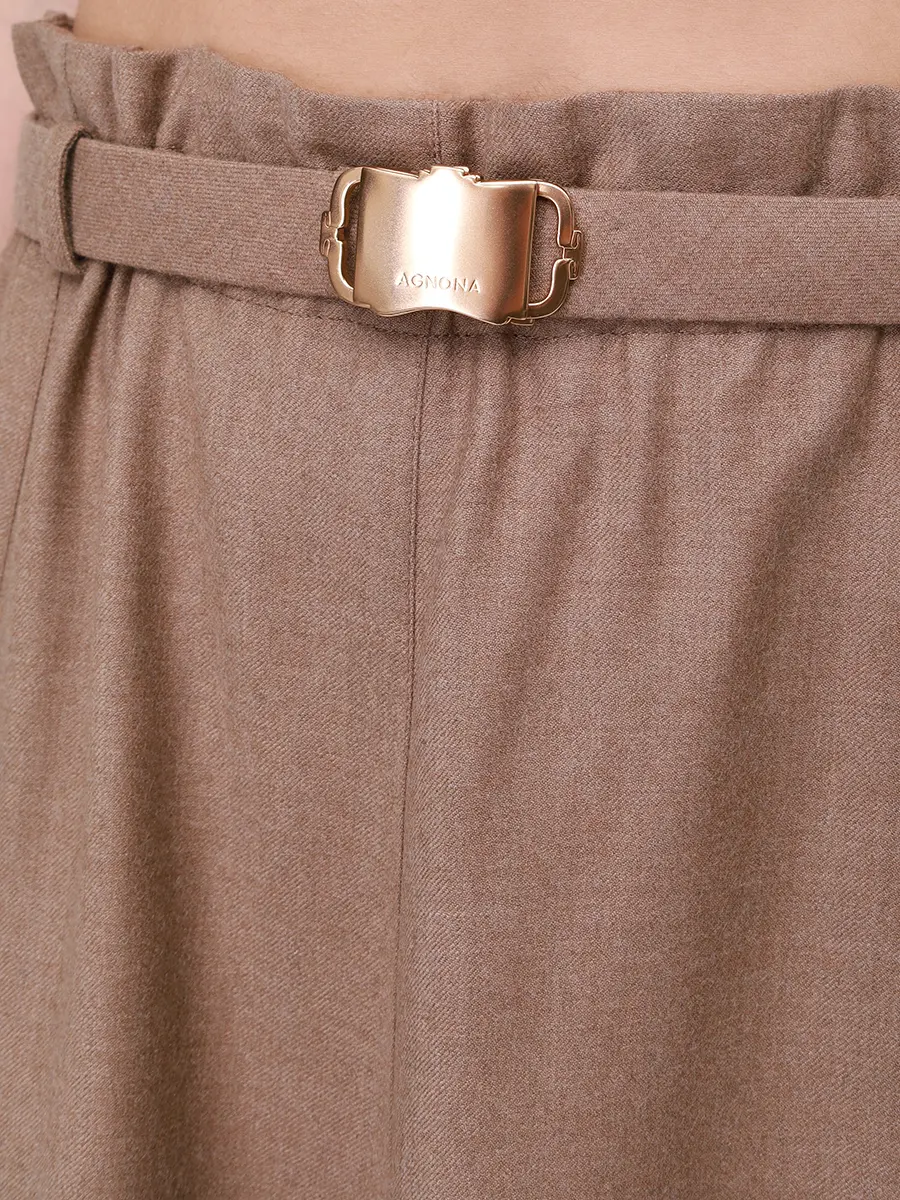 Юбка шерстяная AGNONA TG1008U-U1142U-M23 Бежевый  Фото 5