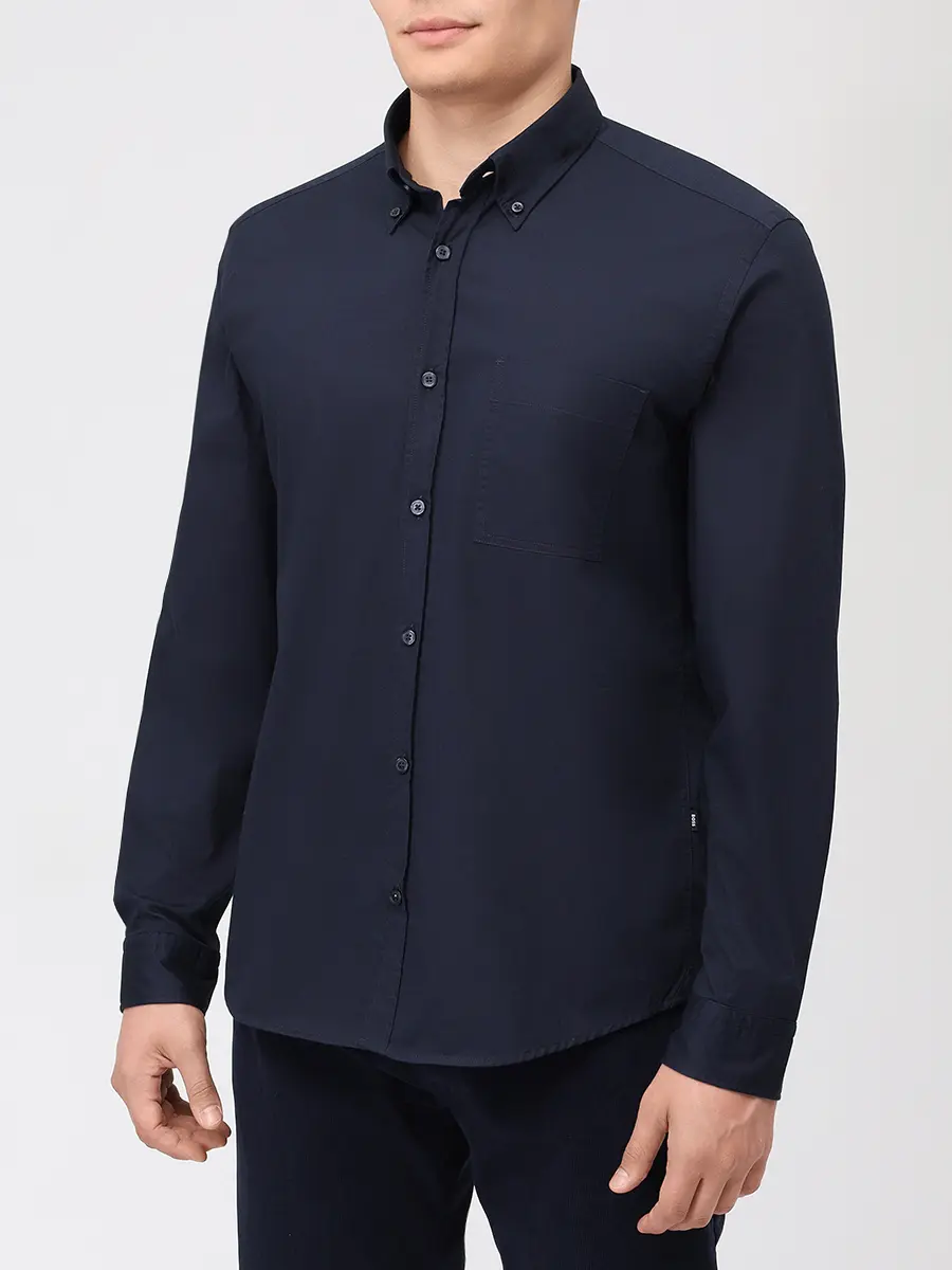 Рубашка Regular Fit хлопковая BOSS 50550585/404 Синий  Фото 4