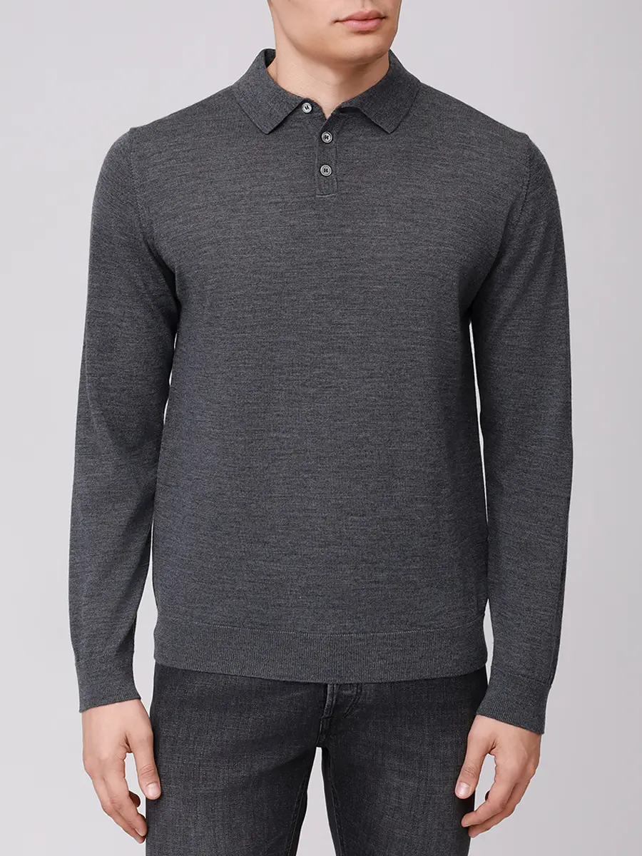 Поло шерстяное DANIELE FIESOLI 0026/14 ASFALTO Серый  Фото 4