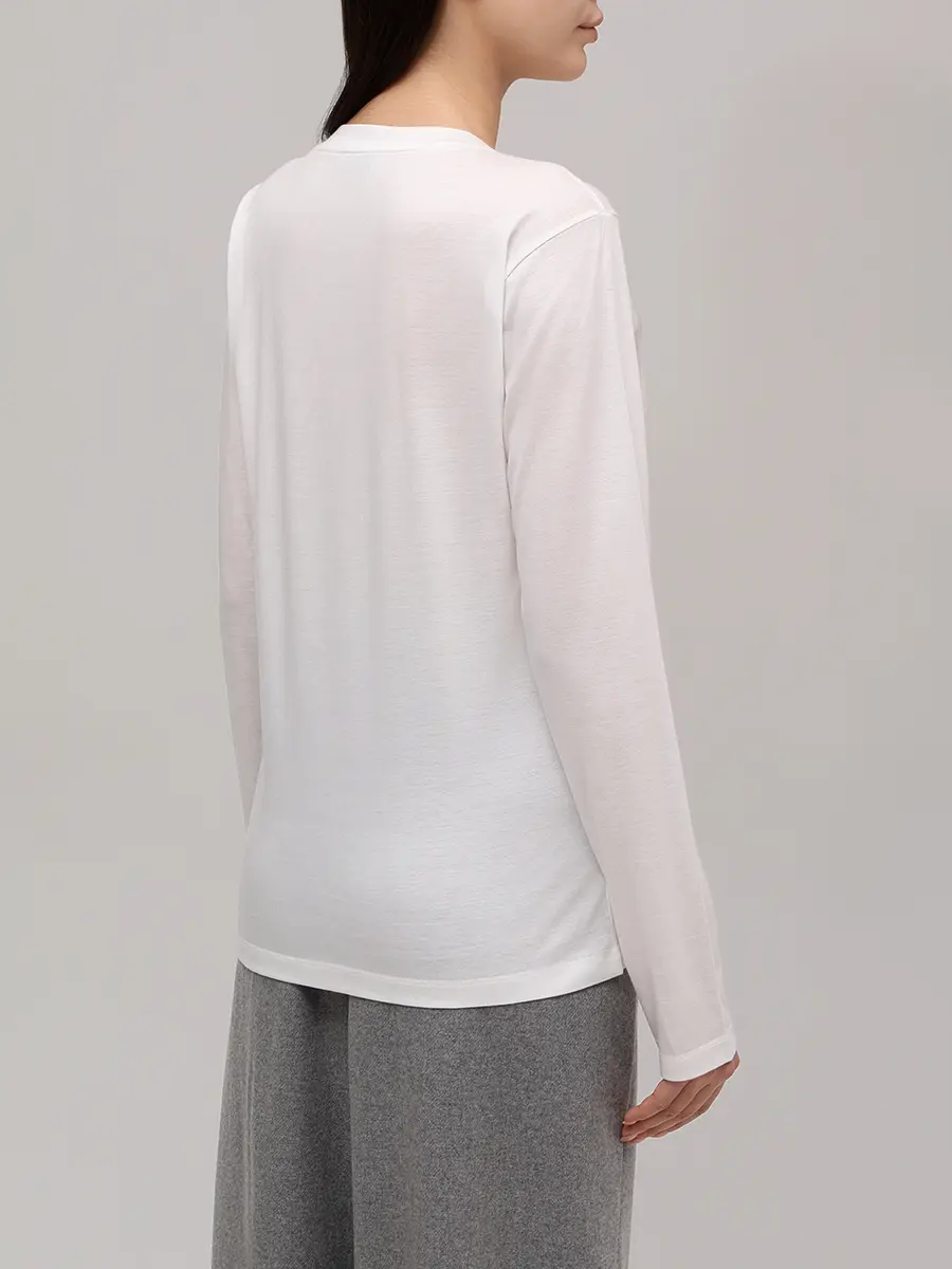 Лонгслив из хлопка и лиоцелла PAUL & SHARK 15351603/108 Белый  Фото 3