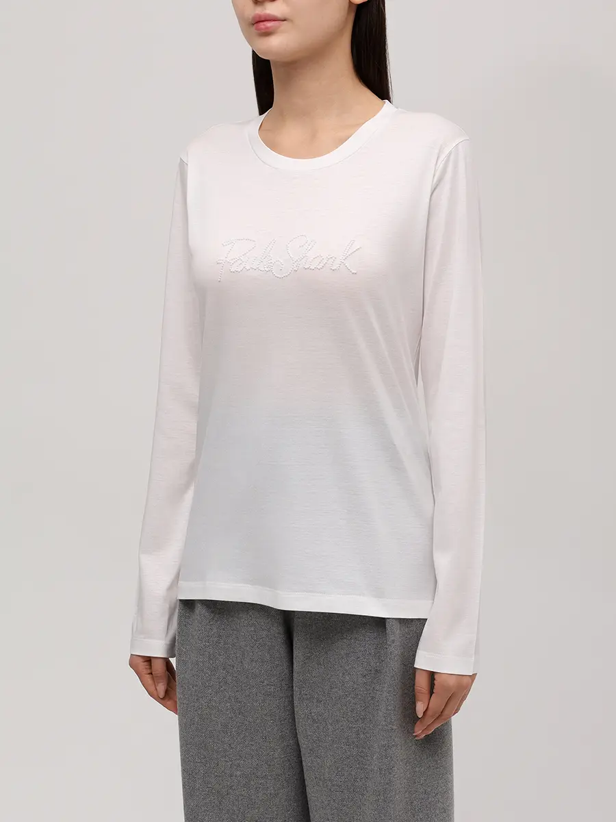 Лонгслив из хлопка и лиоцелла PAUL & SHARK 15351603/108 Белый  Фото 4