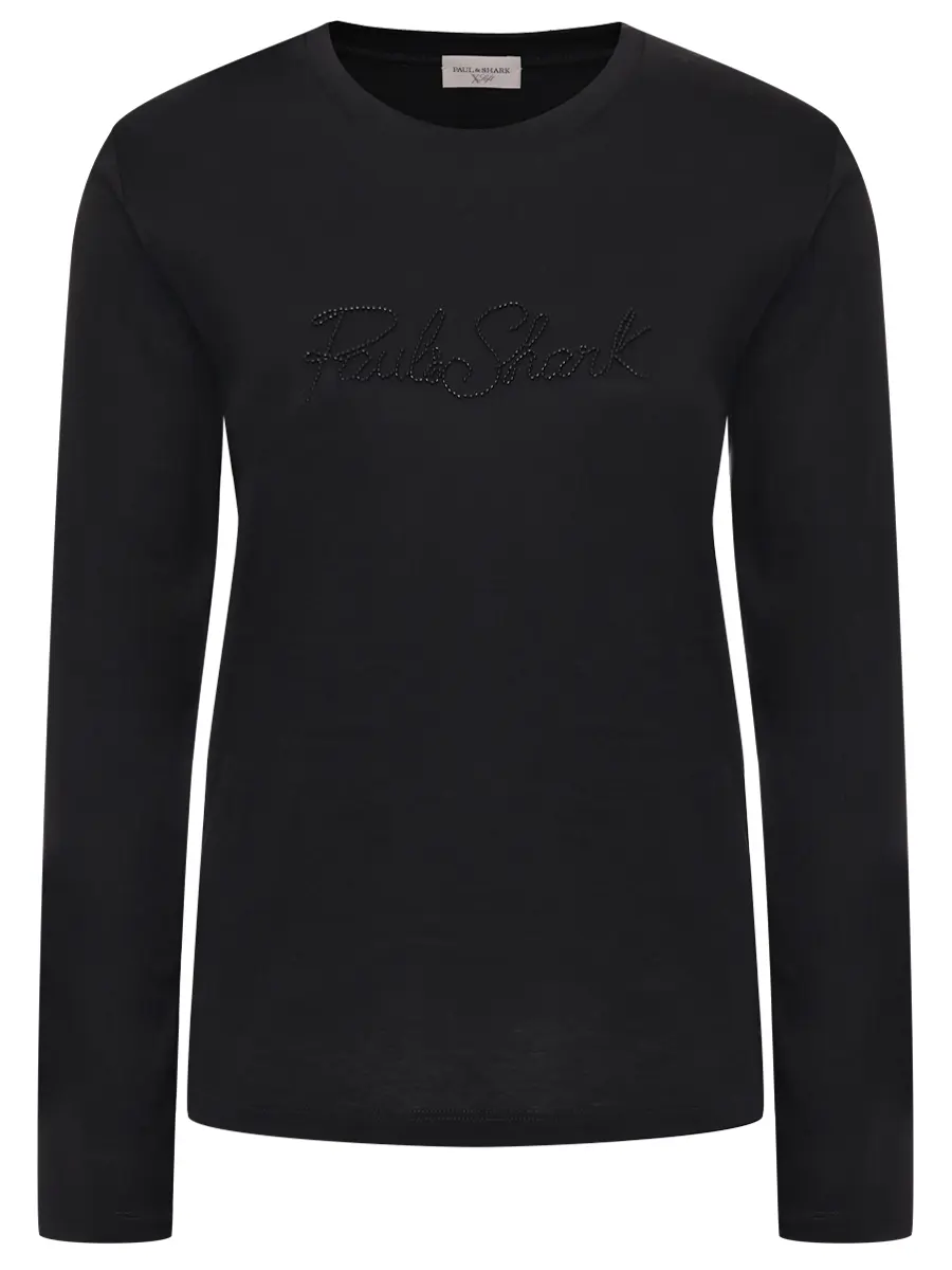 Лонгслив из хлопка и лиоцелла PAUL & SHARK 15351603/011 Черный 