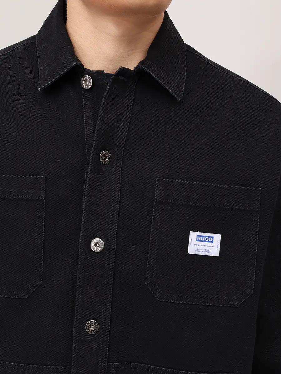 Рубашка джинсовая HUGO 50545249/002 Черный  Фото 5