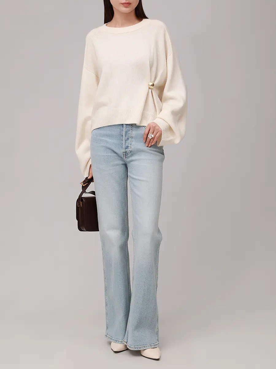 Джемпер кашемировый LOULOU DE SAISON BILL Белый  Фото 2