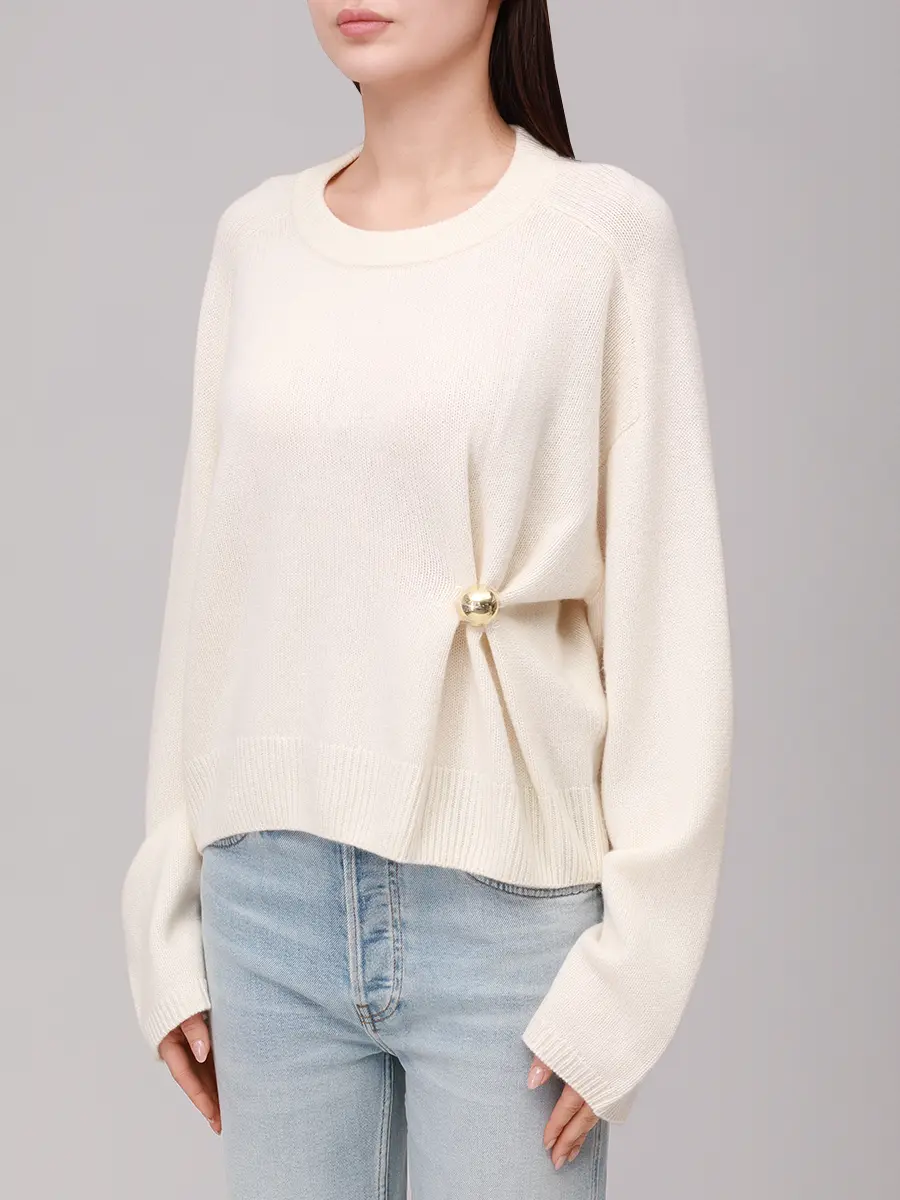 Джемпер кашемировый LOULOU DE SAISON BILL Белый  Фото 4