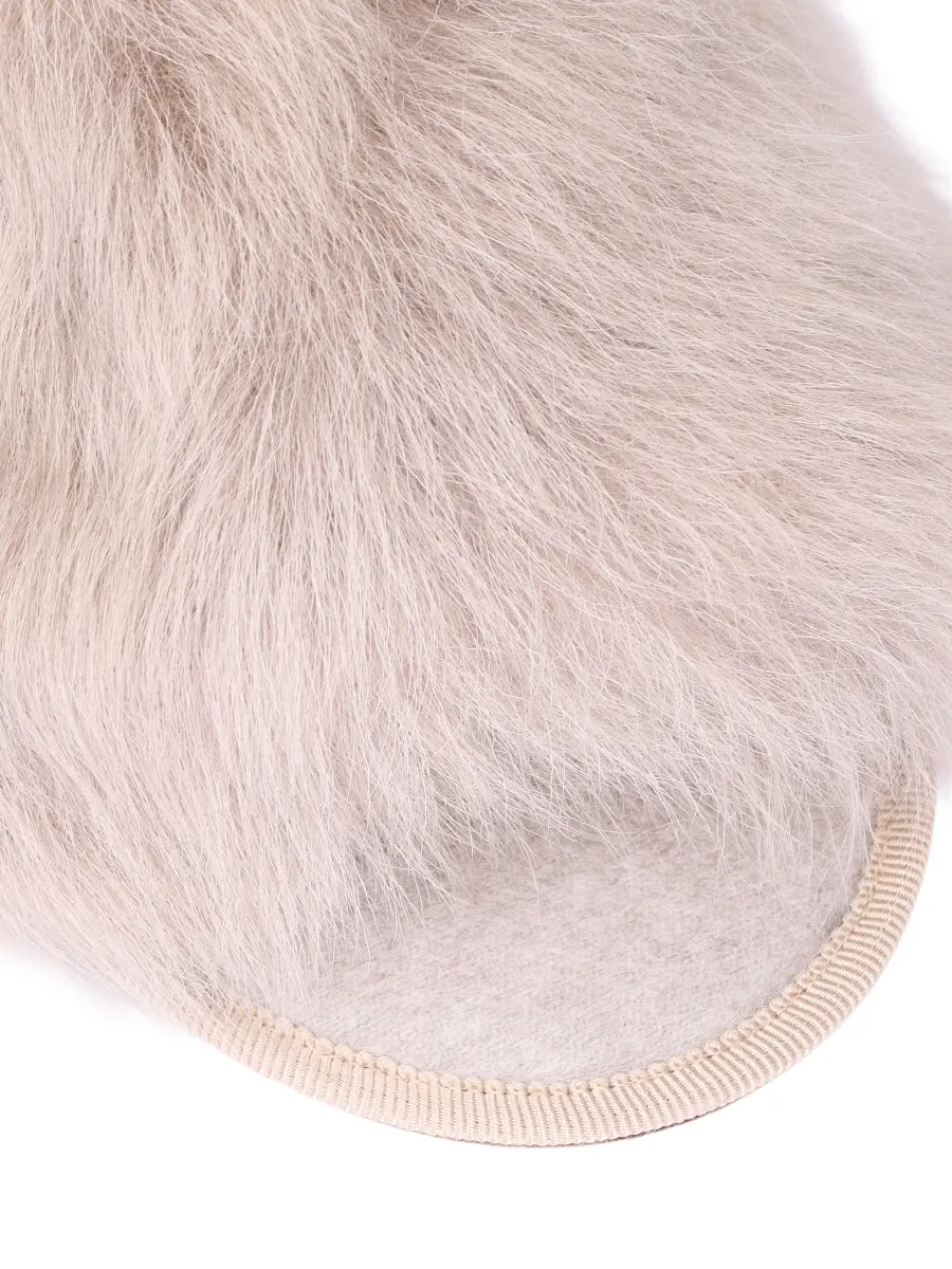 Тапочки из кашемира и меха AGNONA HI1001U-U7045U-N42 Бежевый  Фото 5