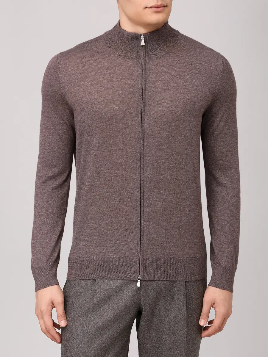 Кардиган из шерсти и шелка BARBA NAPOLI BU 7000/25252/1539043544/0170 Коричневый  Фото 4