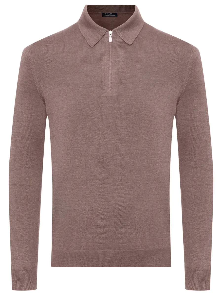 Поло из шерсти и шелка BARBA NAPOLI BU 7000/25245/1319057537/0123 Коричневый 