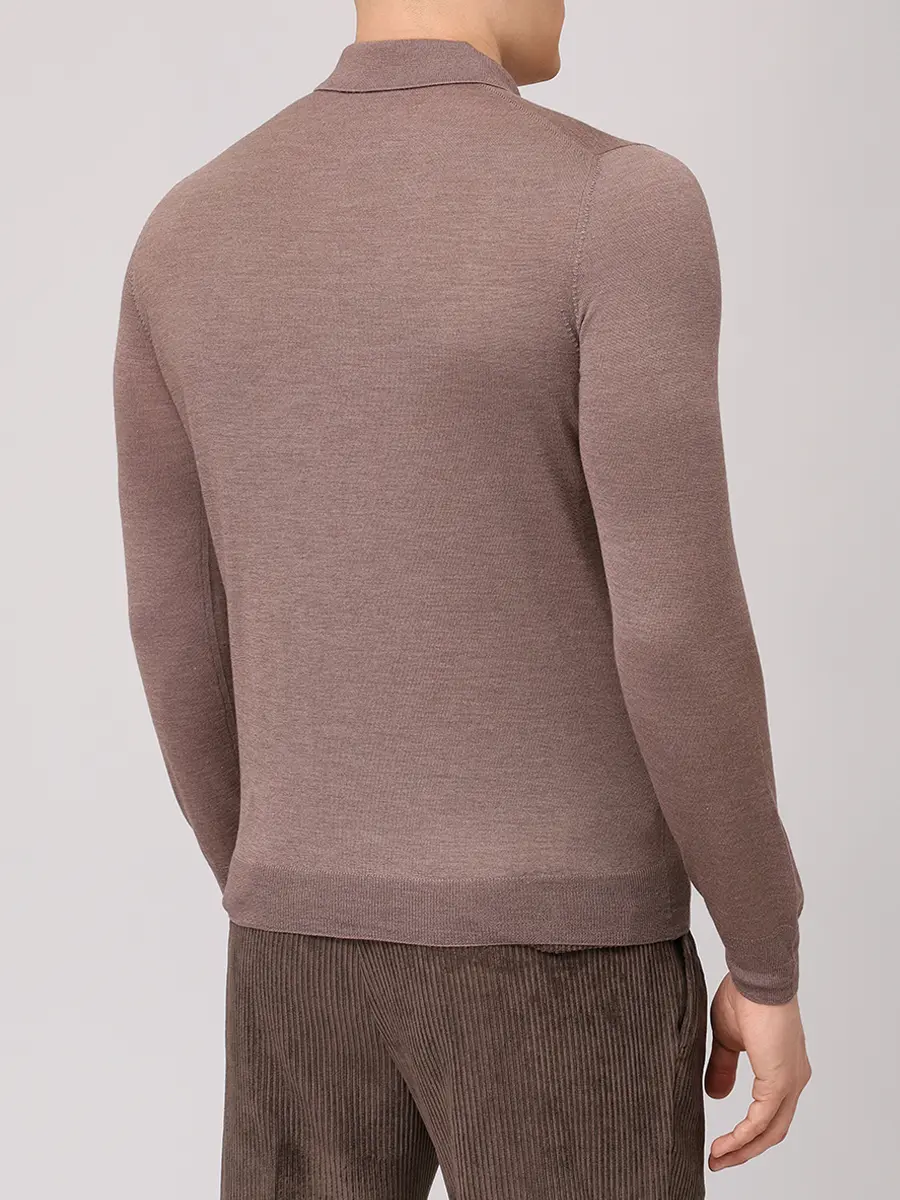 Поло из шерсти и шелка BARBA NAPOLI BU 7000/25245/1319057537/0123 Коричневый  Фото 3