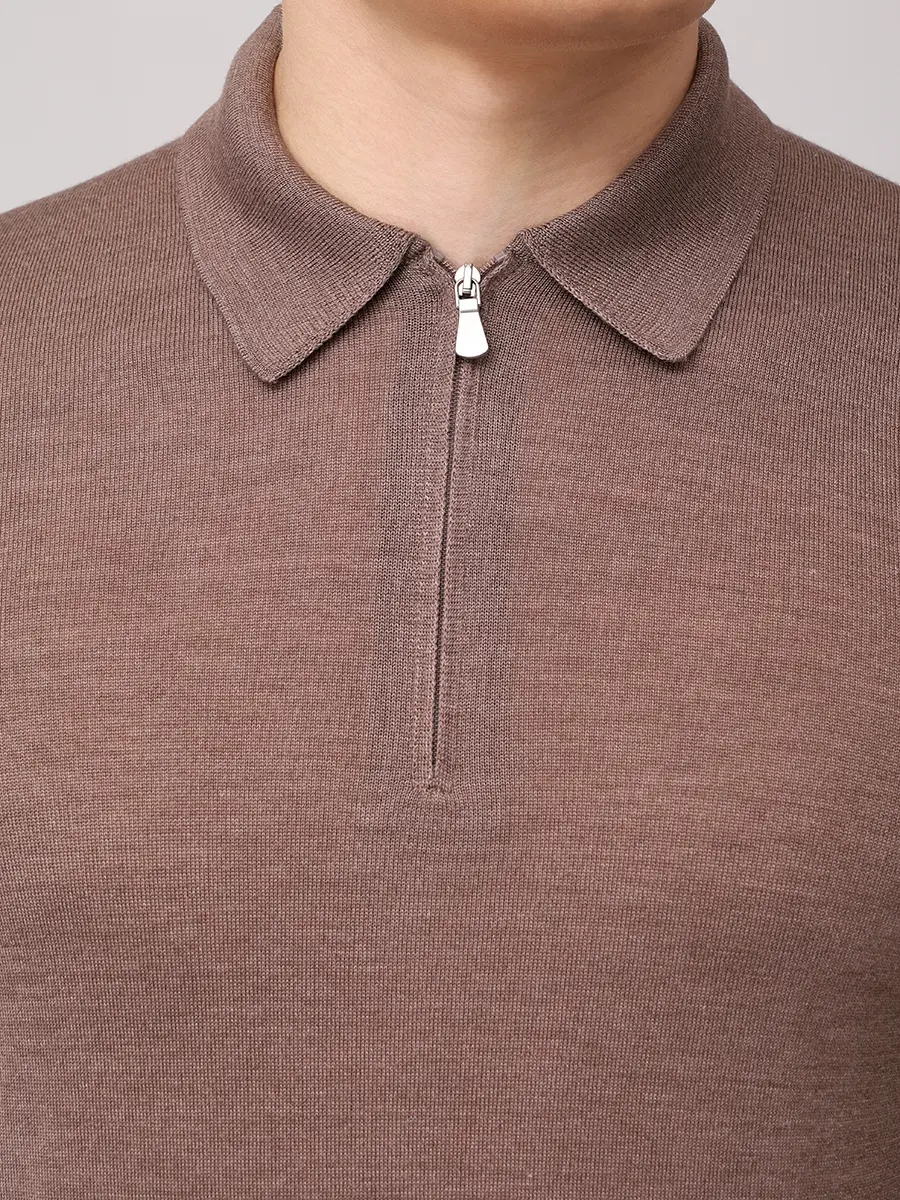Поло из шерсти и шелка BARBA NAPOLI BU 7000/25245/1319057537/0123 Коричневый  Фото 5