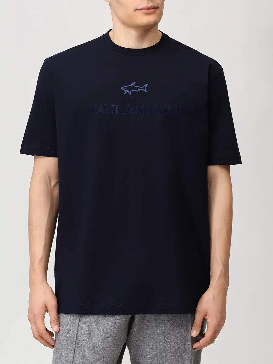 Футболка хлопковая PAUL & SHARK 15311629/050 Синий  Фото 4