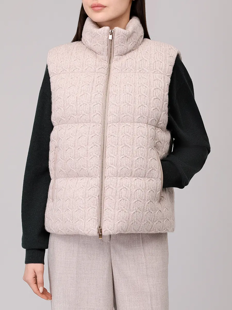 

Жилет стеганый, Бежевый, TH1022U-M7005U-N20