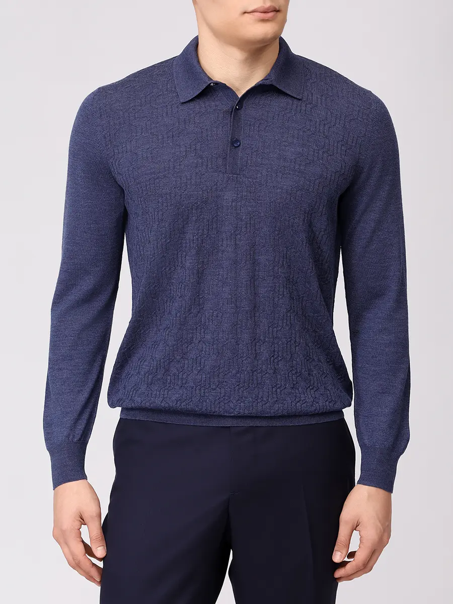 

Поло из шерсти и шелка, Синий, 902470/002512/0709