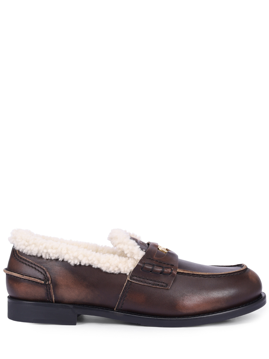 Лоферы кожаные на меху MIU MIU